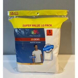 Fruit of the Loom Mens EverSoft White Crew Neck T-Shirt 10 Pack Size Small S